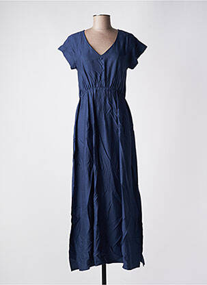 Robe mi-longue coupe fluide manches courtes bleu C'EST BEAU LA VIE femme