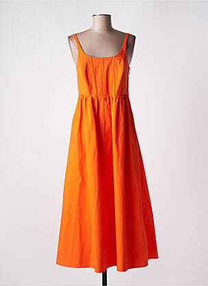 Robe mi-longue coupe cintrée fines bretelles orange ESPRIT femme