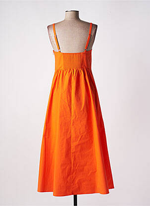 Robe mi-longue coupe cintrée fines bretelles orange ESPRIT femme