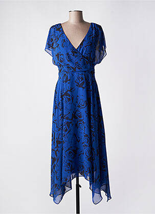 Robe mi-longue imprimé fantaisie manches courtes bleu ESPRIT femme