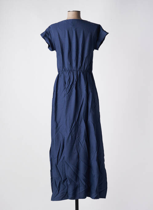 Robe mi-longue coupe fluide manches courtes bleu C'EST BEAU LA VIE femme