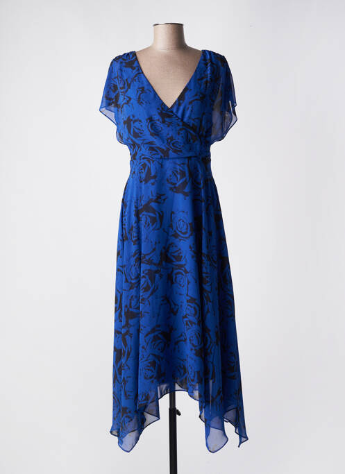 Robe mi-longue coupe fluide manches courtes bleu ESPRIT femme
