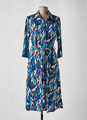 Robe mi-longue manches 3/4 manches 3/4 bleu DIANE LAURY femme