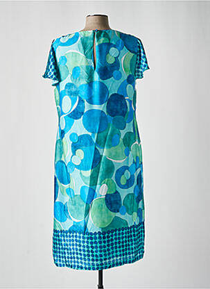 Robe mi-longue imprimé fantaisie manches courtes bleu ESTEL COLLECTION femme
