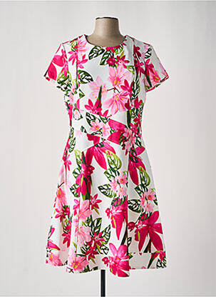 Robe mi-longue coupe évasée manches courtes rose JOSEPH RIBKOFF femme
