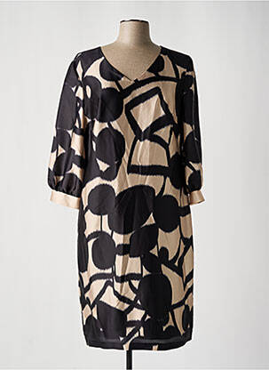 Robe mi-longue imprimé fantaisie manches courtes noir ESTEL COLLECTION femme