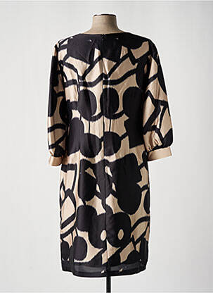 Robe mi-longue imprimé fantaisie manches courtes noir ESTEL COLLECTION femme