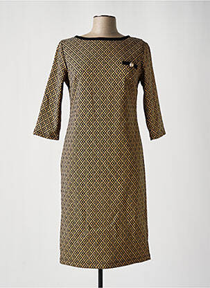 Robe mi-longue imprimé fantaisie sans manche beige ESTEL COLLECTION femme