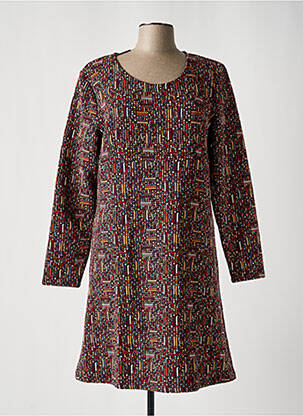 Robe mi-longue imprimé fantaisie manches longues rouge LA FIANCÉE femme