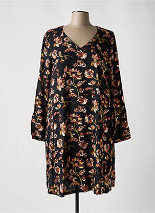 Robe mi-longue imprimé fantaisie manches longues noir LA FIANCE femme