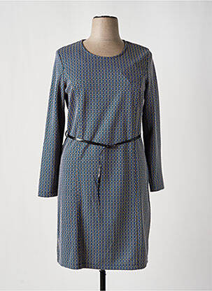 Robe mi-longue imprimé fantaisie manches longues bleu DIANE LAURY femme