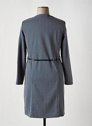 Robe mi-longue imprimé fantaisie manches longues bleu DIANE LAURY femme