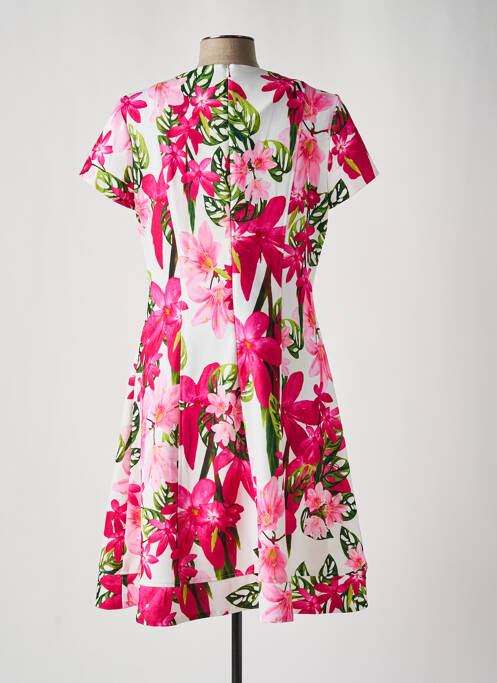 Robe mi-longue imprimé fantaisie manches courtes rose JOSEPH RIBKOFF femme