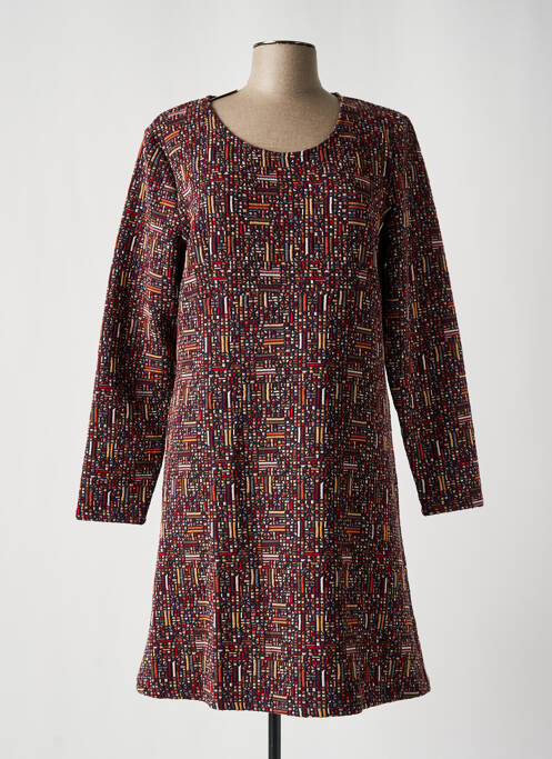 Robe mi-longue imprimé fantaisie manches longues rouge LA FIANCÉE femme