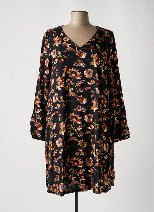 Robe mi-longue coupe fluide manches longues noir LA FIANCÉE femme