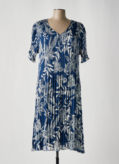 Robe mi-longue bleu CHRISTINE LAURE pour femme