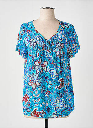 Top imprimé fantaisie manches courtes bleu CHRISTINE LAURE femme