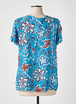 Top imprimé fantaisie manches courtes bleu CHRISTINE LAURE femme
