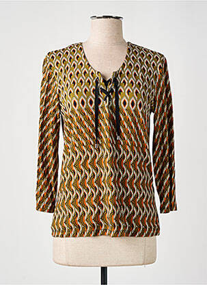 Top tissage jersey manches 3/4 vert CHRISTINE LAURE femme