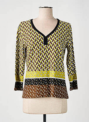 Top tissage jersey manches 3/4 vert CHRISTINE LAURE femme