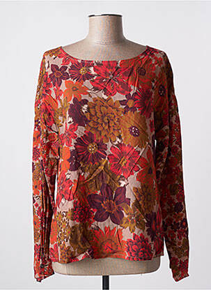 Blouse tissage popeline manches longues orange AGATHE & LOUISE femme