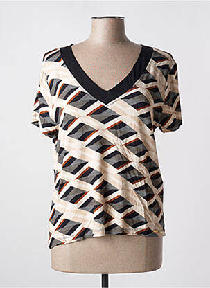 T-shirt col v manches courtes beige PAUL BRIAL femme