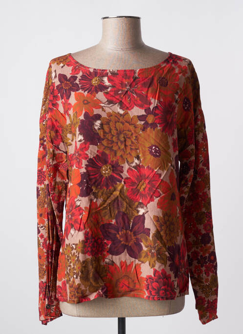 Blouse imprimé fleurs manches longues orange AGATHE & LOUISE femme