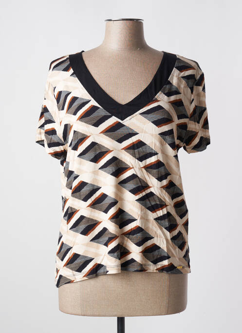 T-shirt col v manches courtes beige PAUL BRIAL femme