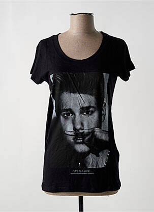 T-shirt imprimé fantaisie manches courtes noir ELEVEN PARIS femme