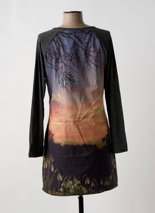 Robe courte manches longues manches longues gris YUMI femme