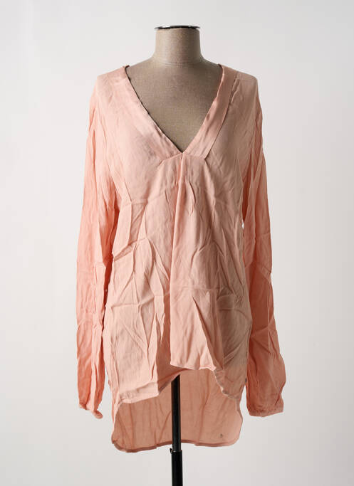 Tunique manches longues tissage crêpe rose PLEASE femme