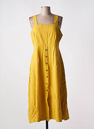 Robe mi-longue tissage crêpe fines bretelles jaune LOUCHE femme