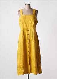 Robe mi-longue tissage crêpe fines bretelles jaune LOUCHE femme