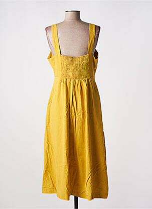 Robe mi-longue tissage crêpe fines bretelles jaune LOUCHE femme