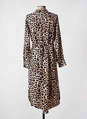 Robe mi-longue coupe fluide manches longues beige GRACE & MILA femme