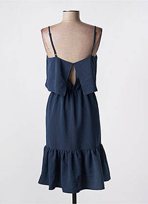 Robe mi-longue tissage crêpe fines bretelles bleu ICHI femme