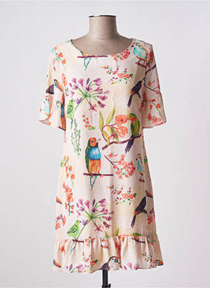 Robe courte fermeture zippée au dos manches courtes orange MOLLY BRACKEN femme