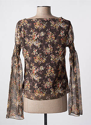 Blouse légère et transparente manches longues marron CHEYENNE femme