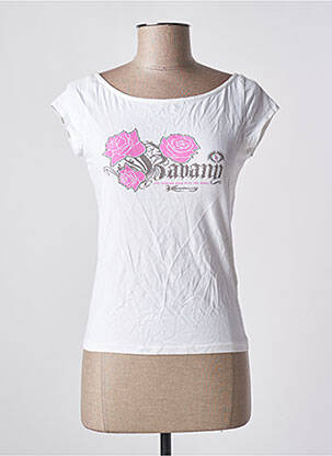 T-shirt sérigraphie avec strass manches courtes blanc KAVANY femme