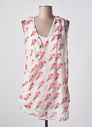 Tunique sans manche tissage crêpe rose ANDY WARHOL BY PEPE JEANS femme