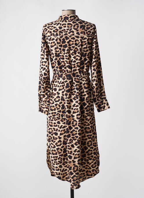 Robe mi-longue coupe fluide manches longues beige GRACE & MILA femme