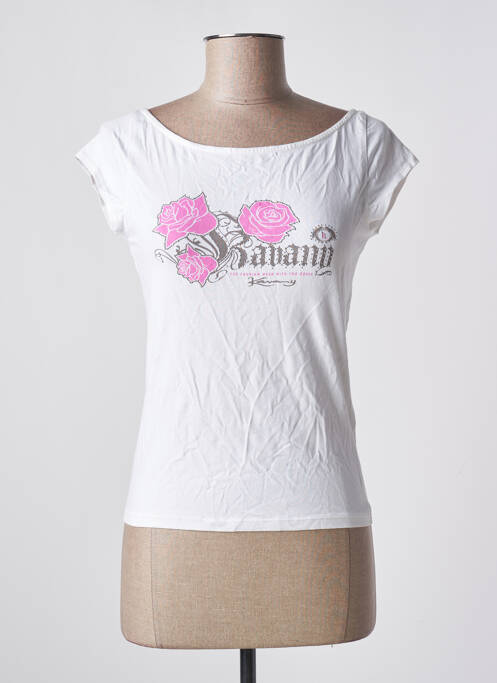 T-shirt sérigraphie avec strass manches courtes blanc KAVANY femme