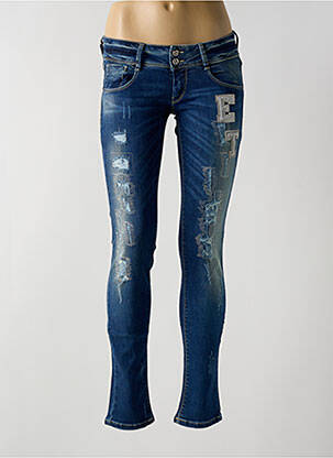 Jeans skinny tissage brut taille normale bleu MET femme
