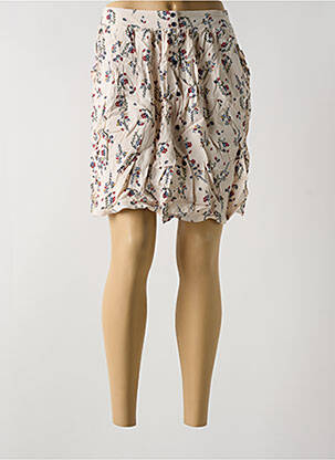 Jupe courte taille élastique beige GRACE & MILA femme