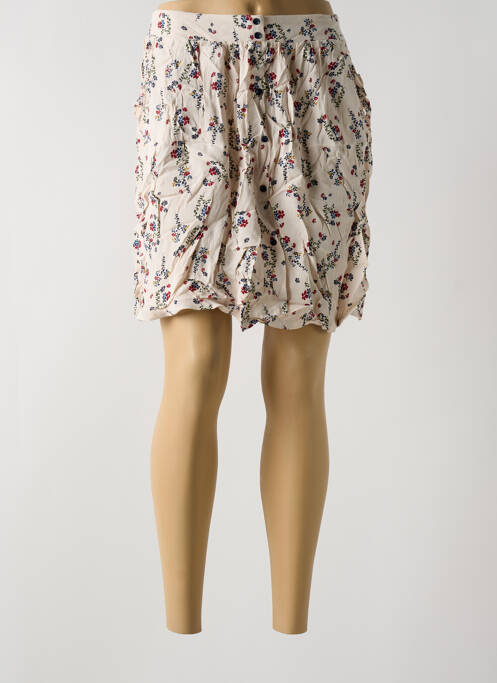 Jupe courte taille élastique beige GRACE & MILA femme