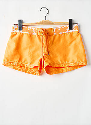 Bas de maillot de bain effet matière satinée short orange PULL IN femme