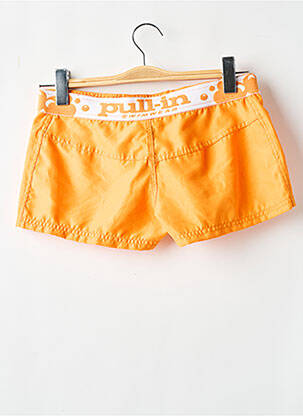 Bas de maillot de bain effet matière satinée short orange PULL IN femme