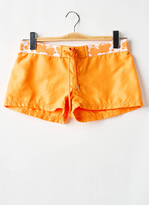 Bas de maillot de bain effet matière satinée short orange PULL IN femme