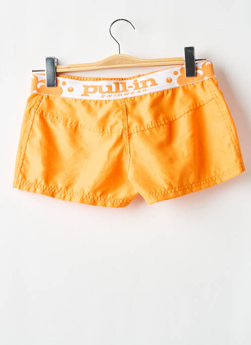 Bas de maillot de bain effet matière satinée short orange PULL IN femme