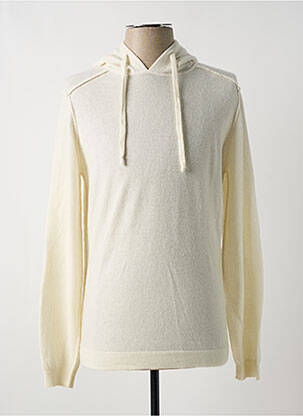 Sweat-shirt à capuche col rond manches longues beige WOOL & CO homme